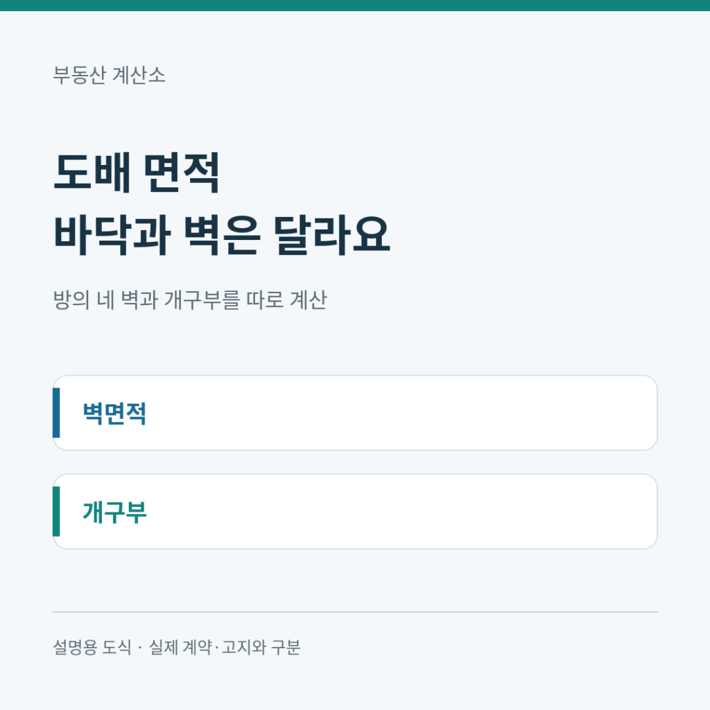 도배 면적 바닥과 벽은 달라요 확인 항목을 정리한 대표 도식