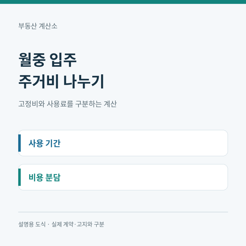 월중 입주 주거비 나누기 확인 항목을 정리한 대표 도식